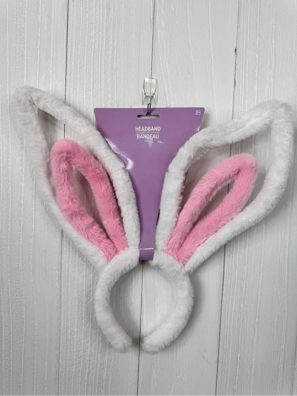 White and Pink Bunny Ear Headband